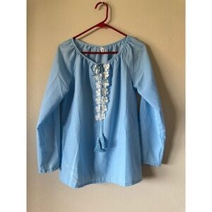 Lght blue long sleeve peasant blouse size M